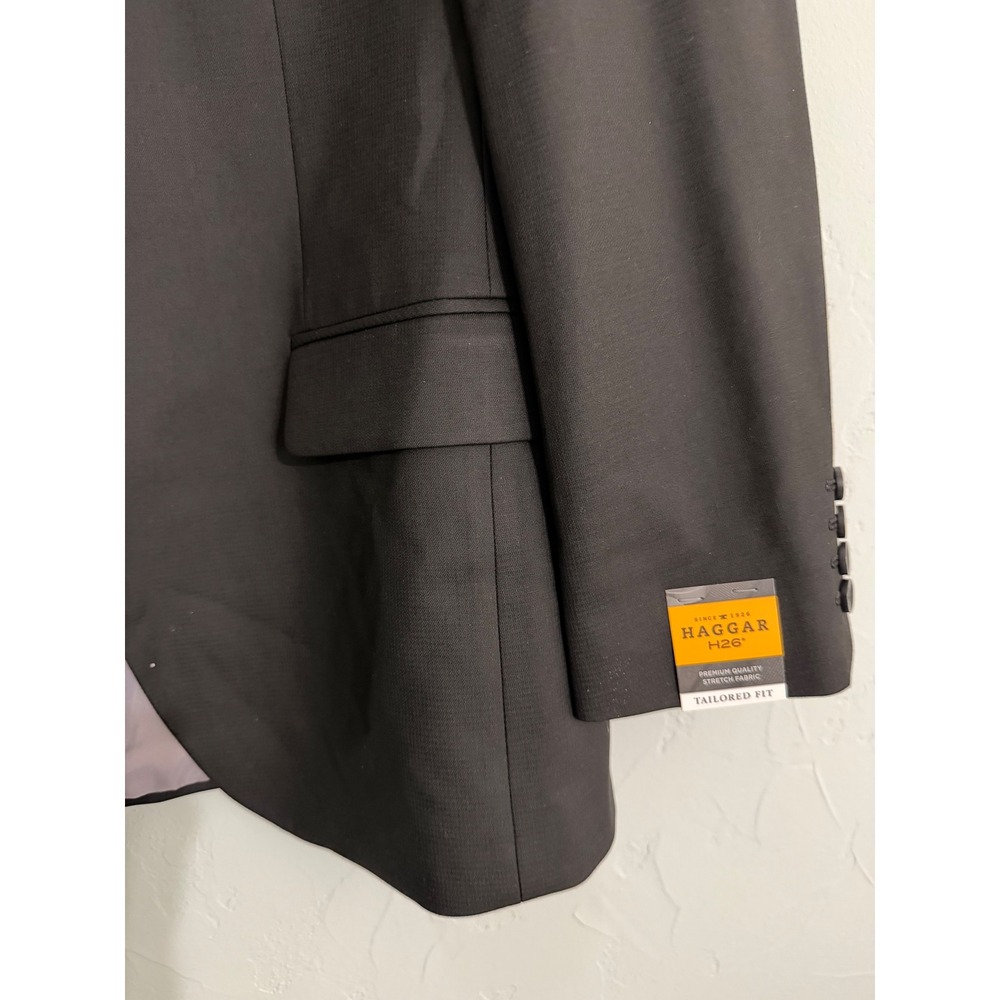 Haggar H26 Premium Stretch NWT Suit Coat Blazer Mens 40 Reg Black Tailored Fit‎ - Picture 4 of 9